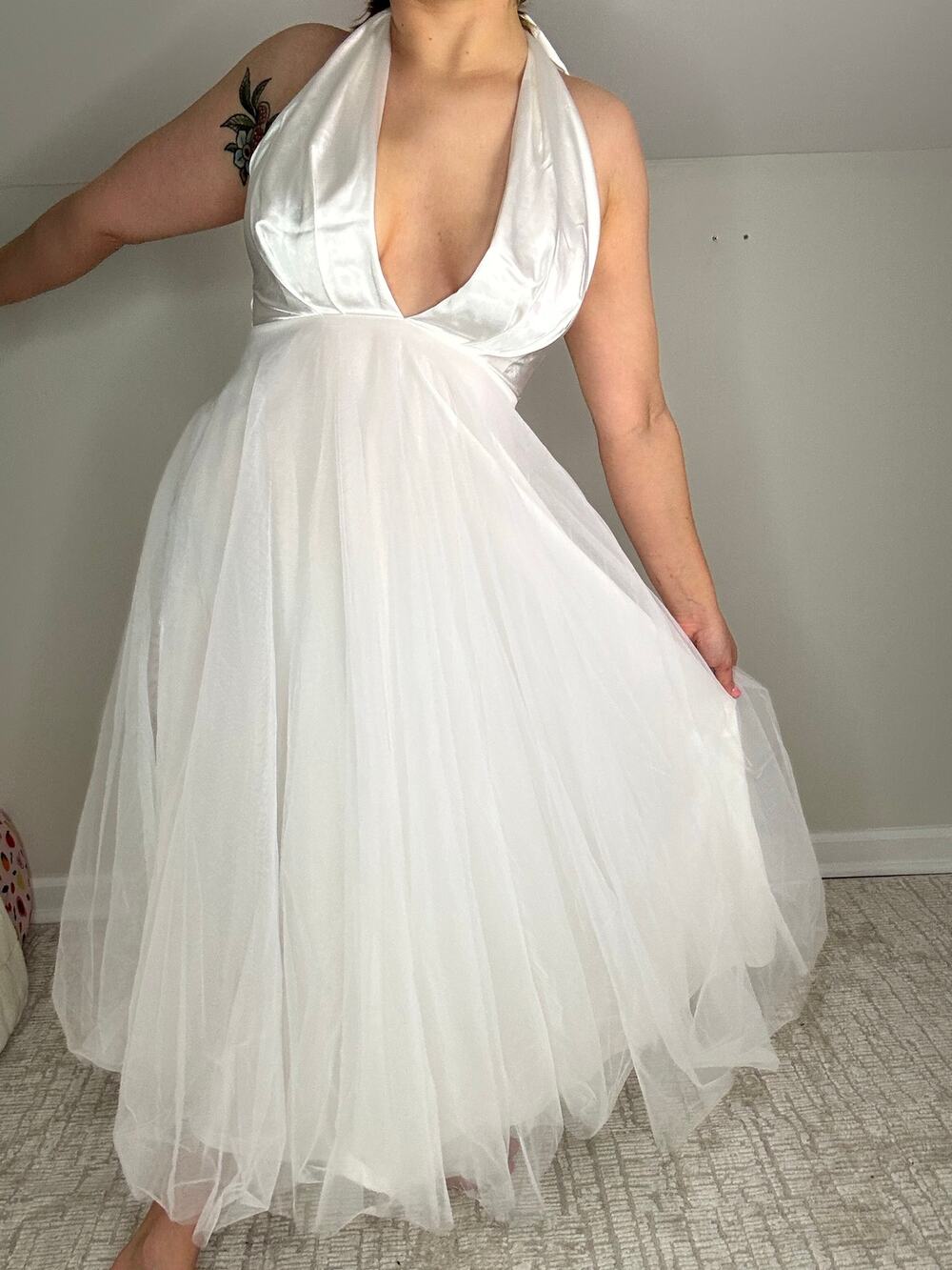 Saints + Secrets NWT White Bridal HalterA-Line Silk Dress